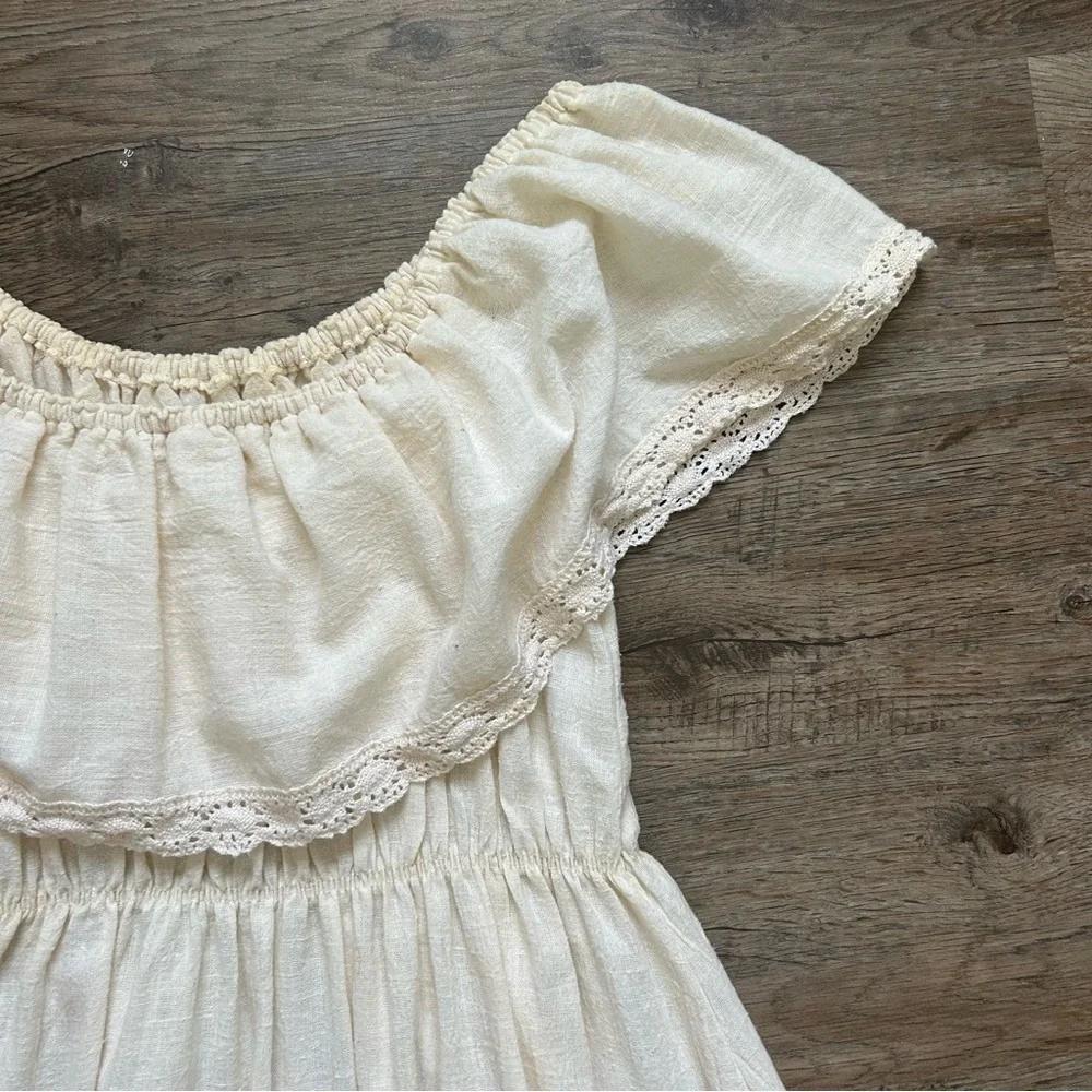 VINTAGE 70s Bohemian Campesina Mexican Wedding Peasant Dress - Picture 5 of 15